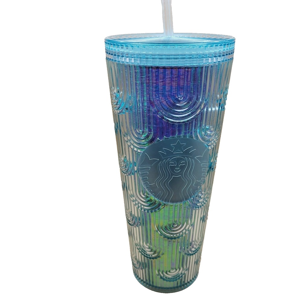 Starbucks Spring 2022‎ Mermaid Iridescent Holographic Wave Cold Cup Tumbler 24oz